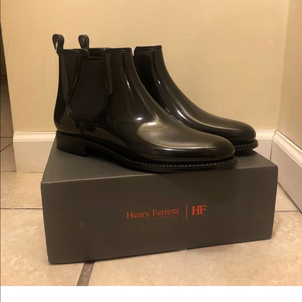 New Henry Ferrera Marsala 100 Black Chelsea Rain Boots Womens size 10